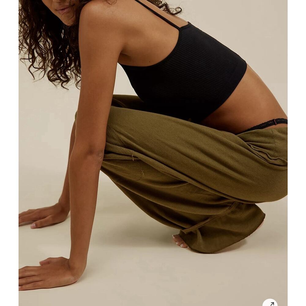 Free People Intimately Organic Cotton Lounge Pants Small Green